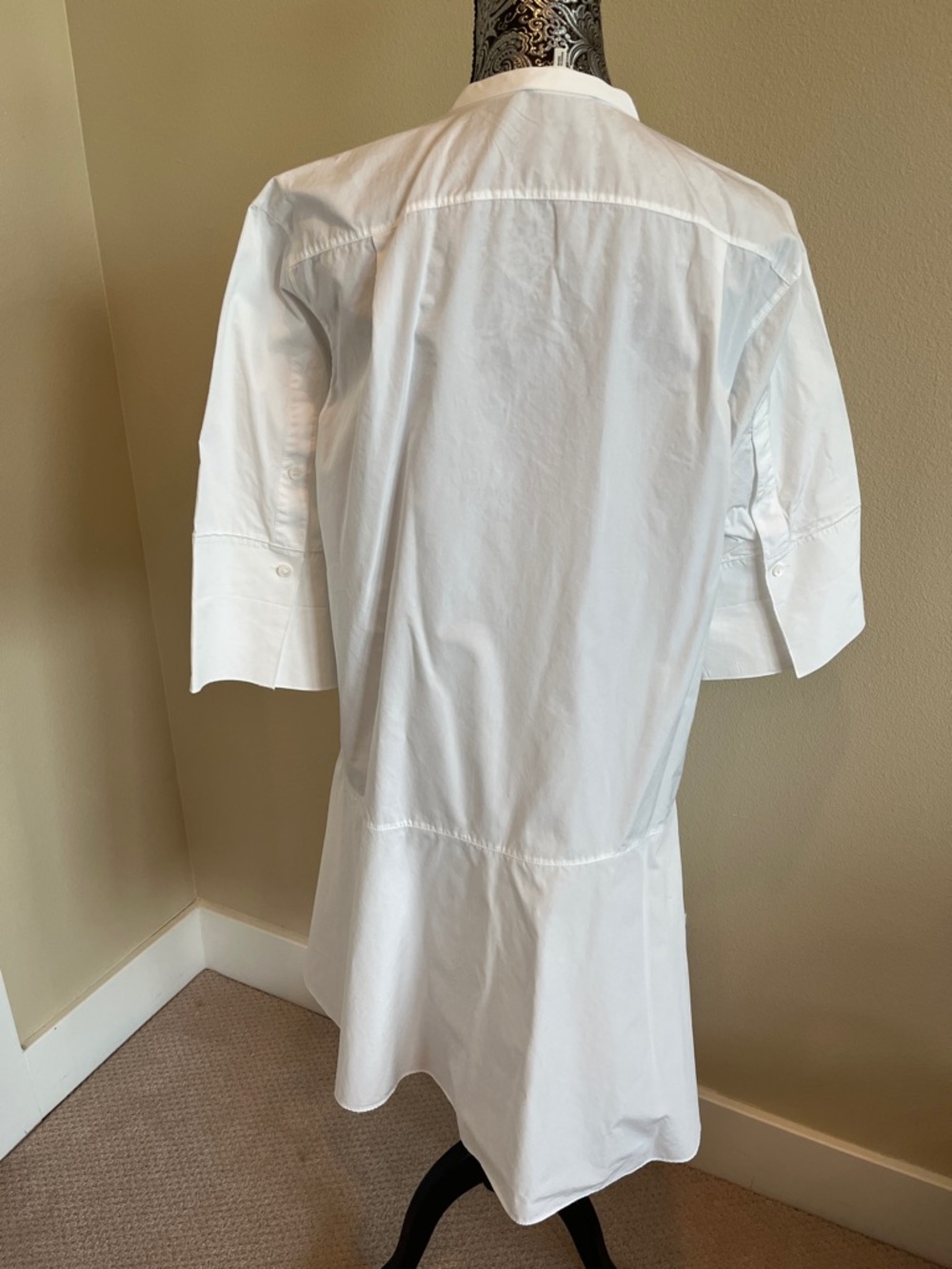 Lafayette 148 New York White Bib-Front Cotton Dress Size Medium - Picture 5 of 10